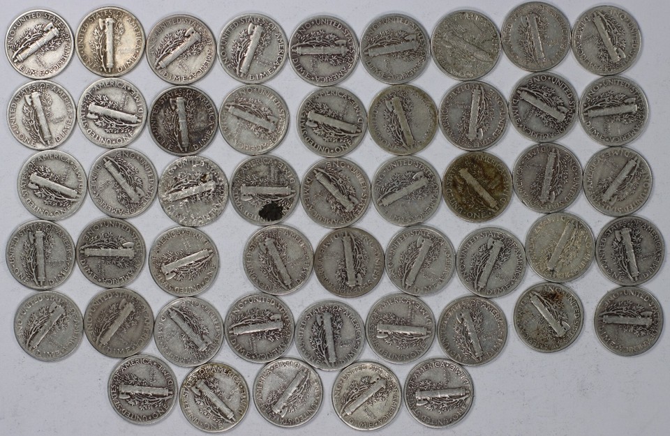 Mercury Dimes Roll of 50 Silver Dimes All Full Dates eBay