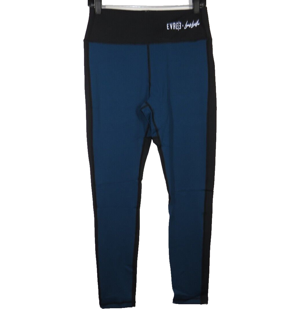 EVREE X Barbella Black Blue Heart Booty Contour Detail Bella Leggings Size XL