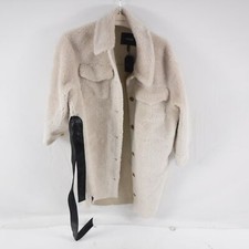 Maje Womens Size 36 Beige Blanc Gali Belted Faux Fur Jacket 121gali Mfpou00674