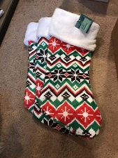 Holiday Stocking Xmas Red/Green/White Cuff 20 Inches Rite Aid Home New