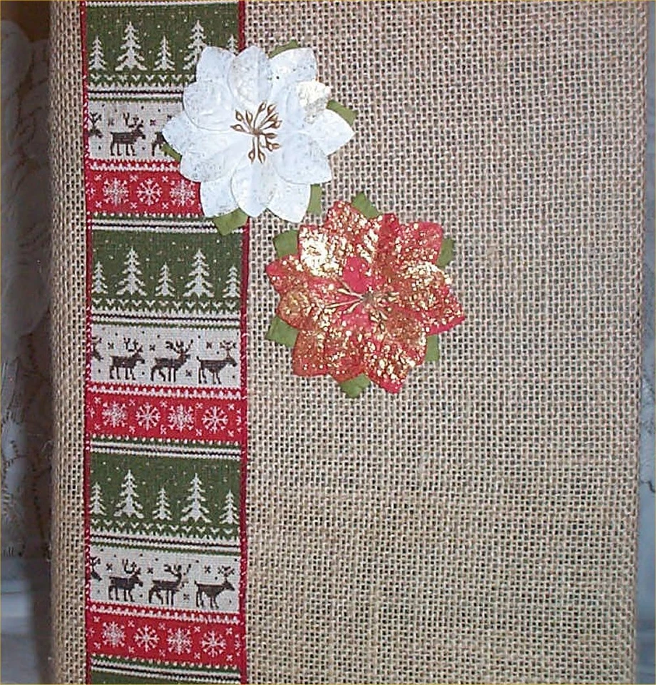 Álbum de fotos de arpillera de vacaciones cinta de granja de campo árbol hecho a mano lg tiene capacidad para 300 Foto 2 de 3