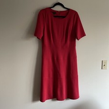 Talbots Women SZ 8 Red Short Sleeve Ponte Knee Length Sheath Dress
