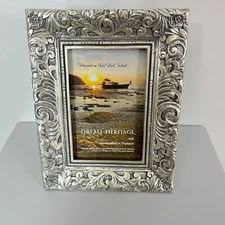 Drexel Heritage Silver Carved Wood Art Nouveau Style Picture Frame