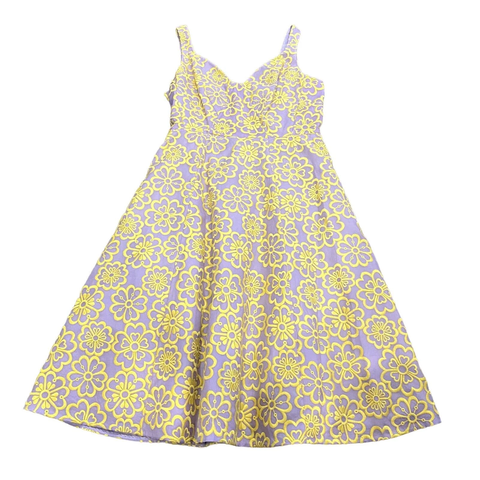 Abito Kate Spade in organza floreale giallo lilla taglia US4