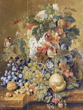 A BASKET OF FRUIT Tile Mural Kitchen Bathroom Wall Backsplash Art 12.75x17