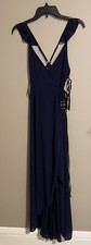 Lulus Navy Blue Wrap Maxi Dress Size Small NWT
