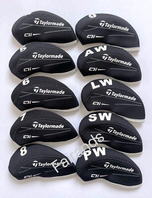 Schwarze TaylorMade QI Neopren Golf Eisen Abdeckungen Headcover 10 Stck. UK-Bestand
