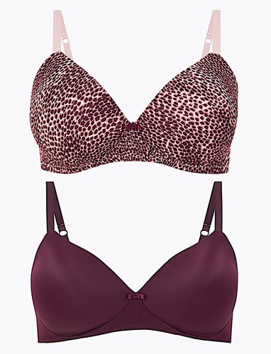 BNWT M&S 2pk non wired padded full cup t-shirt bras - 34C 40B - Picture 2 of 2