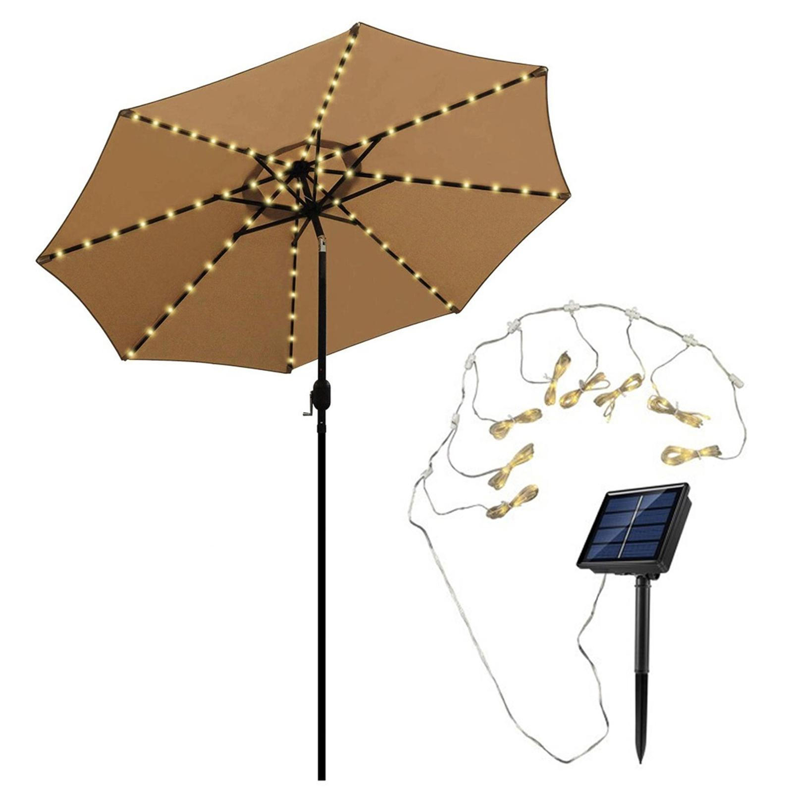 LED Solar Parasol Lights – Garden Patio Table Umbrella Fairy Light –  Outdoor | eBay