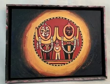 Abstract Expressionism Figural Modern Art Lois Lewis Schumm Oil on Wood 13X10