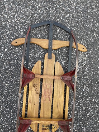 Vintage Snow Winter Wood And Metal Sled Rocket Paris Company - Picture 9 of 16