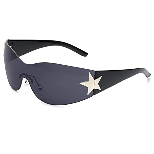 Y2K Rimless Wrap Sunglasses for Women & Men Oversized Fashion Style