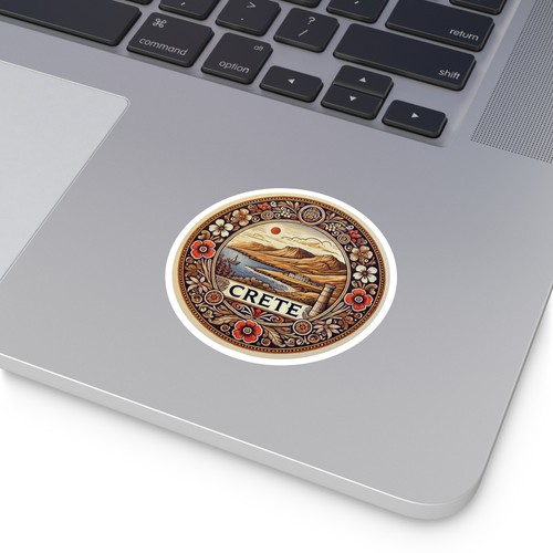 Crete Travel Round Sticker, Indoor Outdoor Vinyl Decal, Laptop Sticker - 第 9/16 張圖片