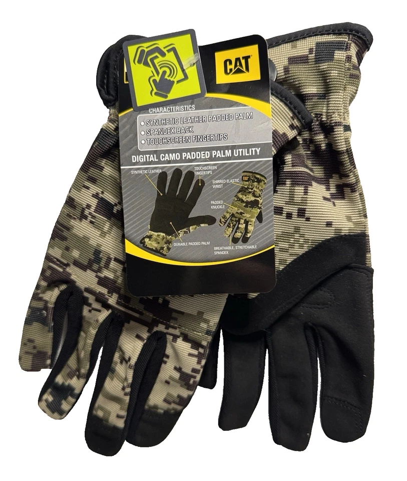 Guantes de palma acolchados compatibles con pantalla táctil CAT, camuflaje, espalda de spandex GRANDES NUEVOS CON ETIQUETAS Foto 4 de 4