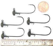 5pc-Ned Style Jig Head, 1/8.oz,Owner 5313 2/0 Hook, Green Pumpkin ,Baitkeeper