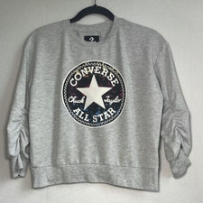 Converse All Star Sweater Kids Medium 10/12 Yrs Gray Logo Graphic Chuck Taylor