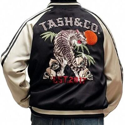 Mens Souvenir Jacket Sukajan Japanese Pattern Embroidery Tiger