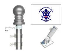 Coast Guard 3'x5' Polyester Flag & Spinner Flagpole Set w/Adjustable Bracket