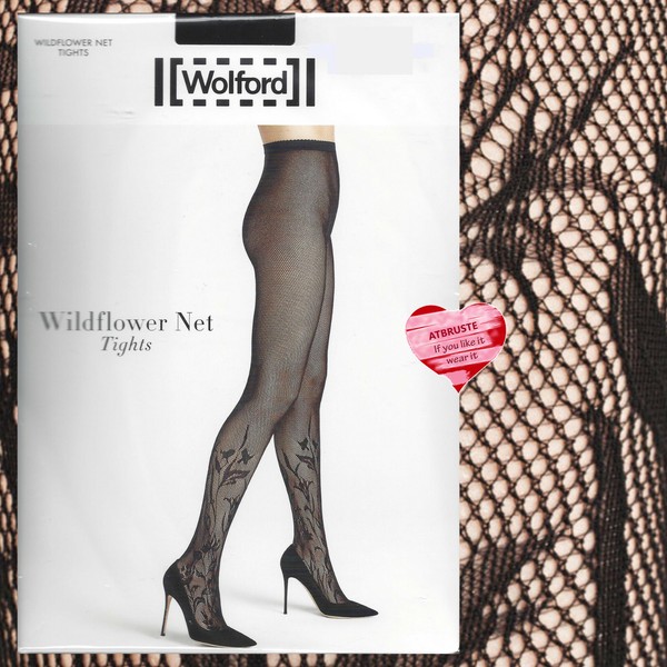 Wolford Wildflower Net Tights • Xs • Black ... Feines Netz Mit Blumendesign-image