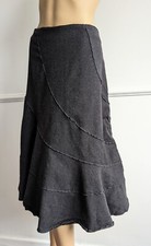 True Vintage ARTIGIANO Charcoal Grey Wool Godet A-line Lined Skirt Size L UK 16