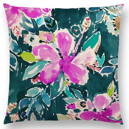 New Design Watercolor Floral Style Prints Cushion Cover Sofa Throw Pillowcase - Picture 35 of 49