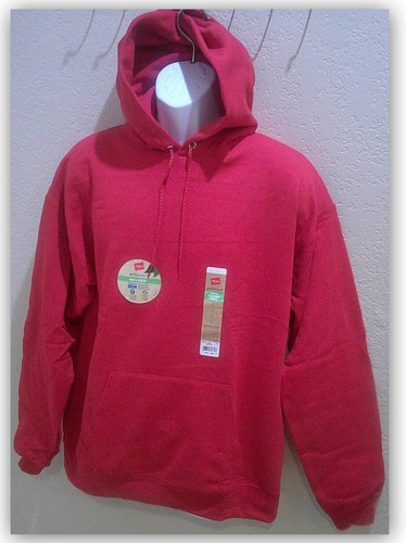 Hanes Herren Ecosmart Pullover Hoodie TIEFROT LARGE Sweatshirt Fleece warm - Bild 3 von 5