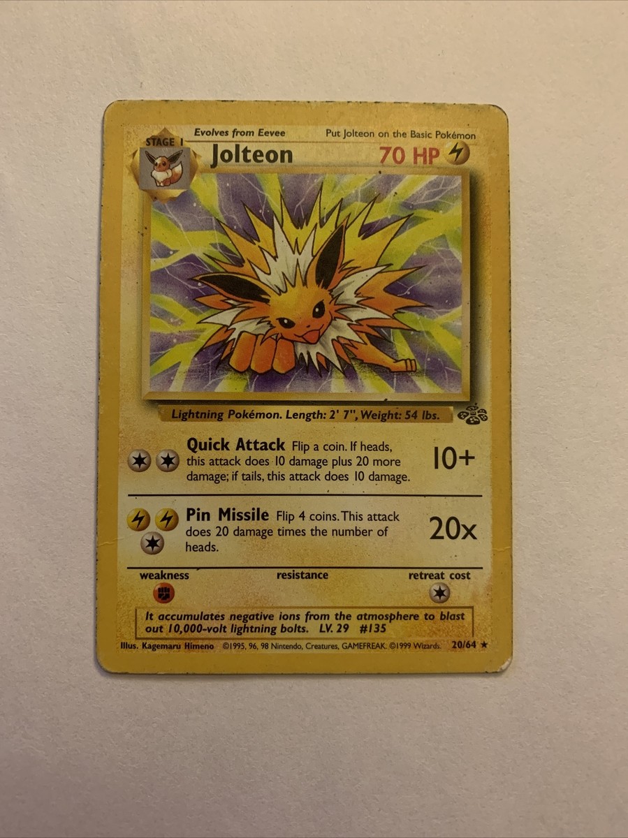 1999 jolteon pokemon card value - 135/165 - Pokemon 151 - Reverse Foil the trusted official grading guarantees its condition Jolteon 20/64 Jungle Non Holo