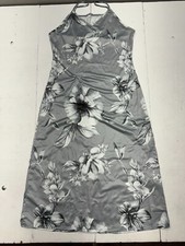 Shein Gray Floral Print Sleeveless Dress Womens Size Small