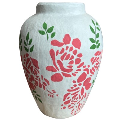 【kwdps981 】Granby Workshop 花瓶 vase Vtg MARKED Isabelle de Borchgrave Vase Paper-Mache Glass Insert