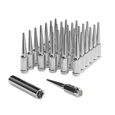 32Pcs 14x1.5 Spike Lug Nuts Chrome 4.5" w/ Key For Chevy Silverado 2500HD 3500