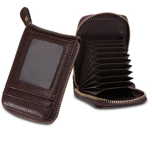 Men’s Genuine Leather Wallet – RFID Blocking Zipper Card Holder Slim Pocket - Picture 44 of 49