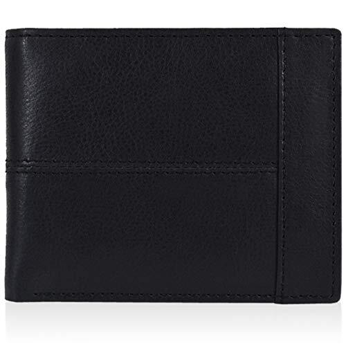 Slim RFID Blocking Leather Bifold Front Pocket Wallet for Men in Black