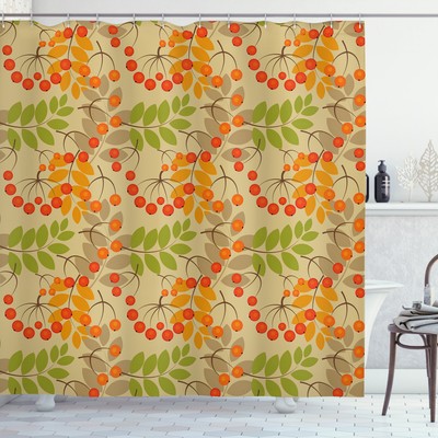 Rowan Shower Curtain Warm Colors Autumn Season Print for Bathroom