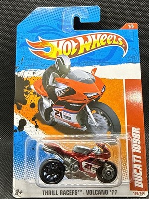 Hot Wheels 2011 Thrill Racers Volcano Burgundy Red Ducati 1098R Motorcycle Bike