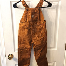 Carhartt Toddler Bib Overalls Size 4T Double Knee Canvas Brown Duck OX8609-B