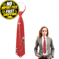 Luckyvestir Black Tie for Women Girls, 12.6" x 2.75" 32 x 7cm , Red:star