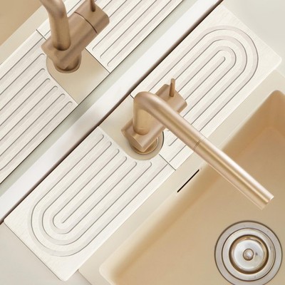 U Shape Sink Draining Mat Behind Faucet, Super Absorbent Diatomite Fast Dryin...