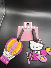 Hello Kitty Hot Air Balloon Airplane Luggage Tags Set of 2 BAG TAGS NWT