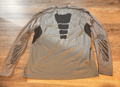 Camisa Nike Pro Combat Ajustada Dri Fit Gris Manga Larga Para Hombre L Gimnasio Correr - Imagen 2 de 11
