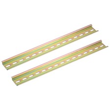 2 Pcs DIN Rail Slotted Iron Mounting Guide Bronze Tone 300mmx35mmx7.5mm
