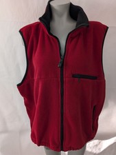 Eddie Bauer Dark Red Fleece Men's VEST Full Zip Size XL Made In USA
