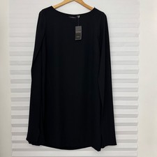 Lauren Ralph Lauren Black Cape Sleeve Shift Dress Size 12 NWT Cocktail Evening