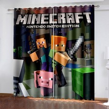 Bedroom Curtains 03-Minecraft Steve Curtains Anti-UV Decor Customize Size/Text