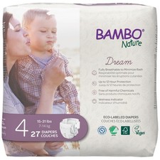 Bambo Nature Hypoallergenic Dream Baby Diapers, Eco-Labeled Size 4, White
