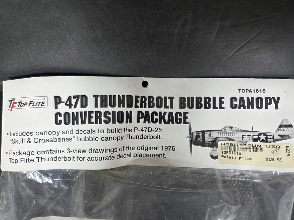 Top Flite P-47D Thunderbolt Bubble Canopy Conversion Kit #TOPA1616 RARE UNOPENED - Image 4 of 4
