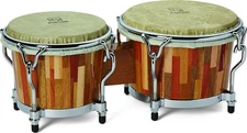 Artesano Professional Bongos - Mohena and Requia, Natural Woodblock Pattern