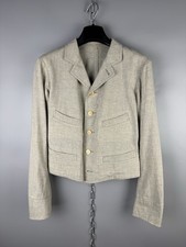 Y  s Yohji Yamamoto Cotton Linen Blazer Jacket Cropped Beige Japan Sz XS / S