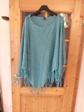 Poncho von One Touch, türkis, Gr. 40,  Spitzenstrick, Acrylic