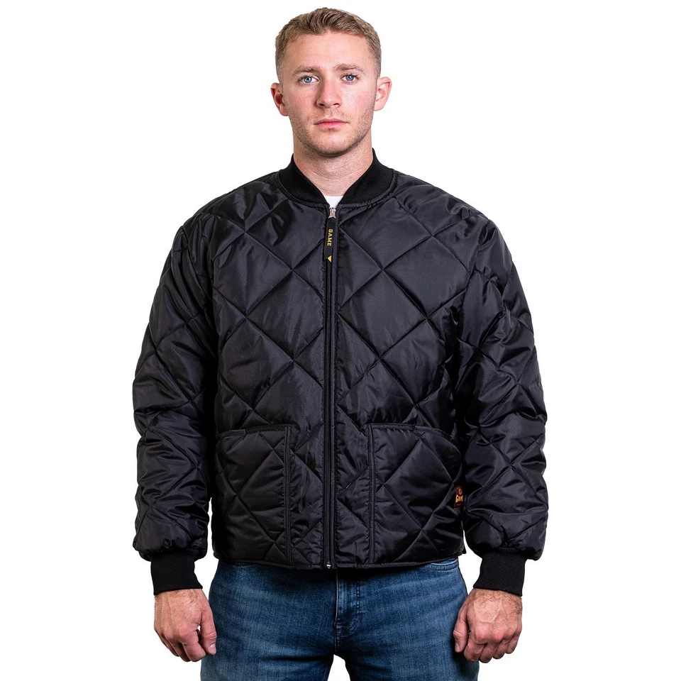 NEW Embroidered GAME Apparel Men's 1221-J The Bravest Diamond Quilt Jacket Navy - Image 4 of 4
