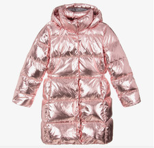 Polo Ralph Lauren Girls Kids Large 12-14 Metallic Pink Down Puffer Jacket